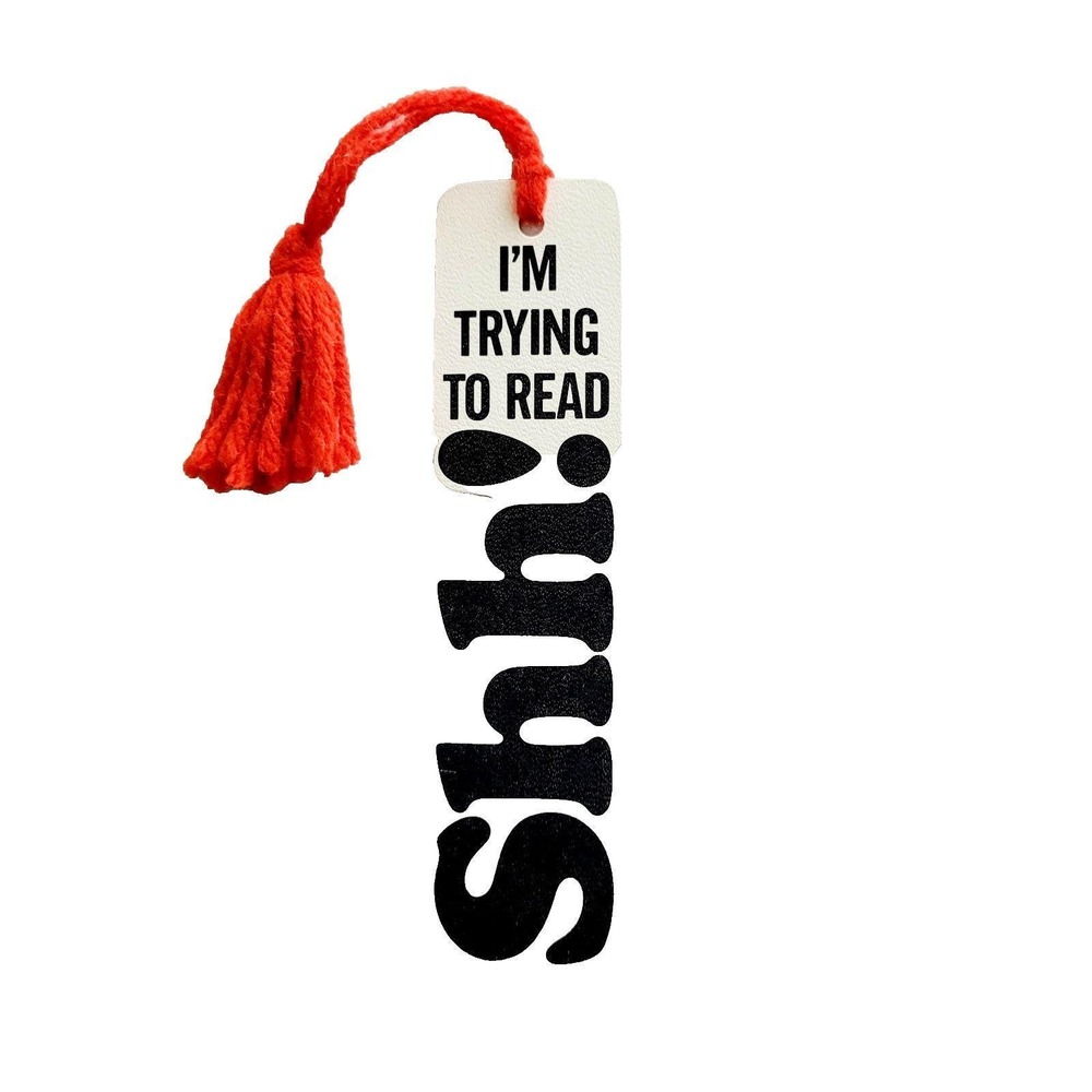 Vintage 70s Shh! Trying to Read Bookmark, red yarn tassel 1979 USA Antioch H-252